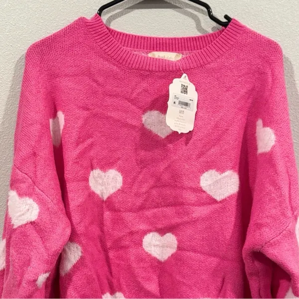 Alter’d State Pink Heart Sweater Size L NWT Cozy Valentine Cottagecore Knit - Image 5