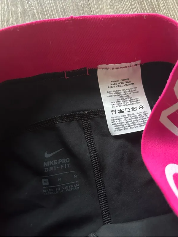 Nike Pro Black Compression Shorts with Pink Waistband - Image 2
