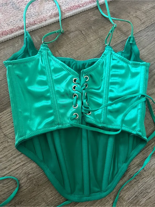 Out from under sweet talk Satin Teal Strappy Bodysuit - Image 7