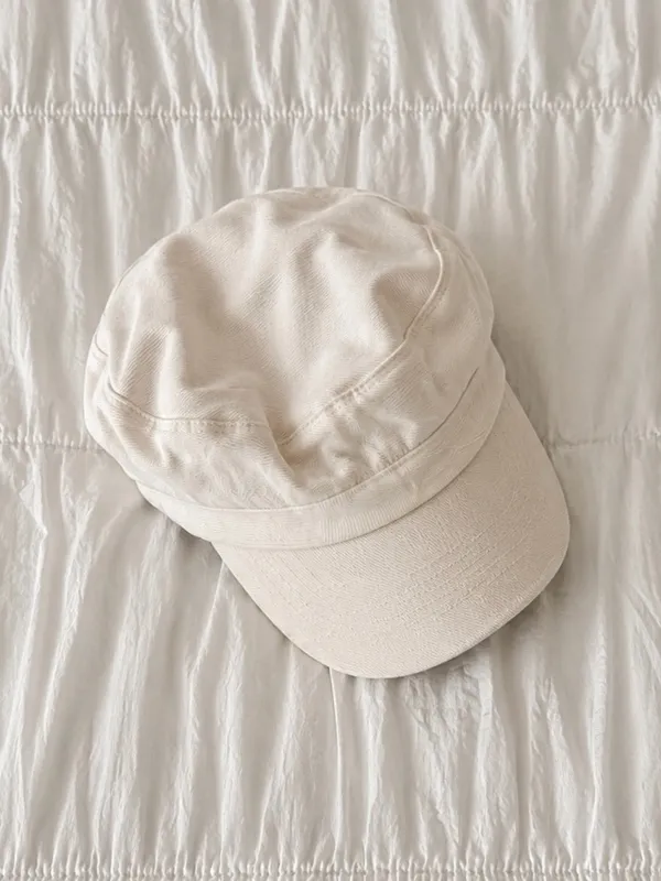 Steve Madden White Canvas Baker Boy Newsboy Cap - Image 4
