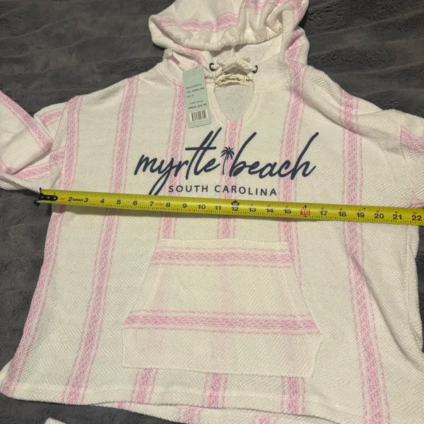 Saltwater Myrtle Beach Pink Stripe Hoodie Shorts Set Medium - Image 15