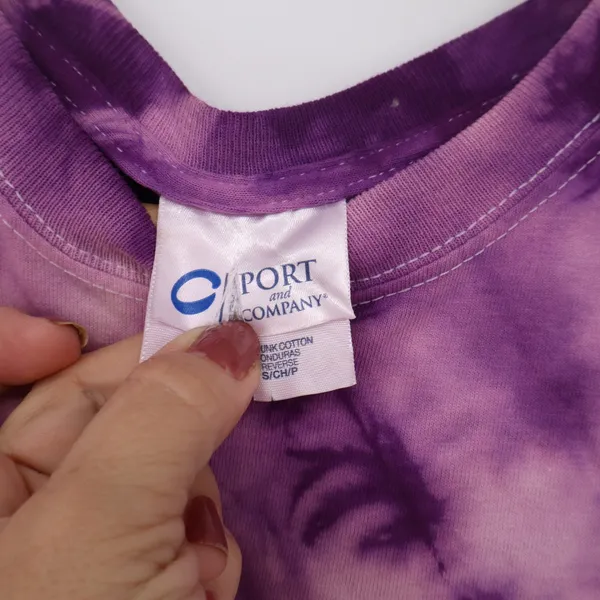Port and Company T-Shirt Small Purple Tie-Dye Short Sleeve Cotton Excellent - Image 2