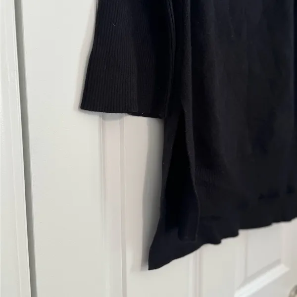 Anthropologie Elise Ribbed Black High-low Hem Off Shoulder Tunic Sweater Medium - Image 5