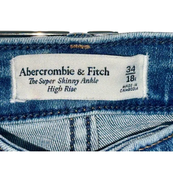 Abercrombie & Fitch Super Skinny Ankle High Rise Blue Denim Jeans Size 34 18 R - Image 3