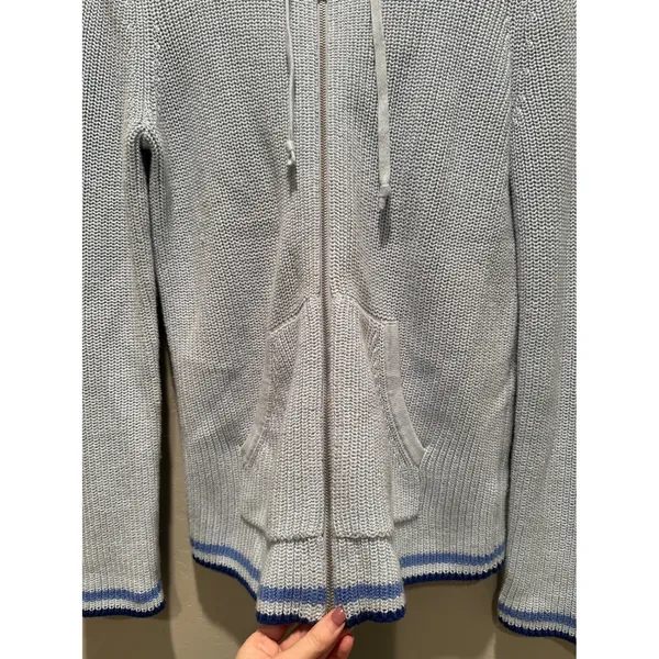 Lands End Women's Blue Full Zip Hooded Cotton Sweater Size‎ XS - Image 4