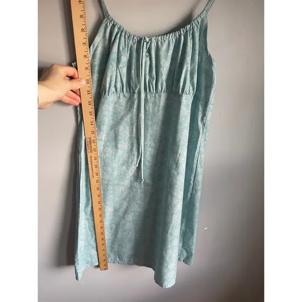 Vintage Roxy Y2K Blue Floral Cotton Mini Dress Empire Waist Made in USA Y470AST1 - Image 2