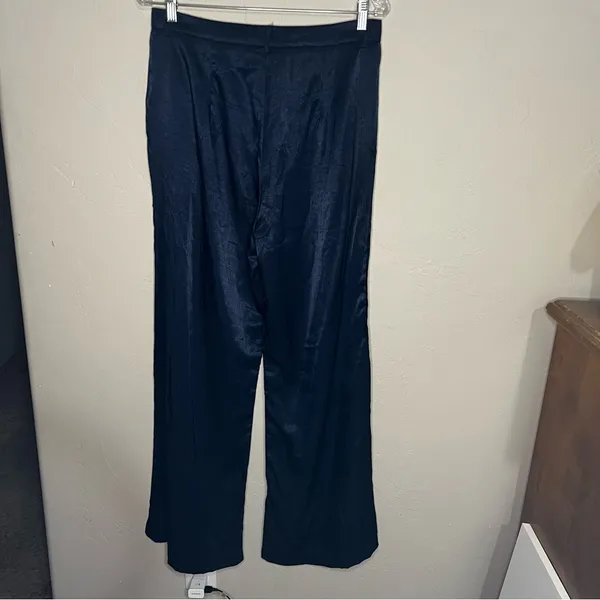 Petal & Pup NWT‎ Joyce Satin Navy Blue Wide-Leg Pleated Flowy Pants - Image 8