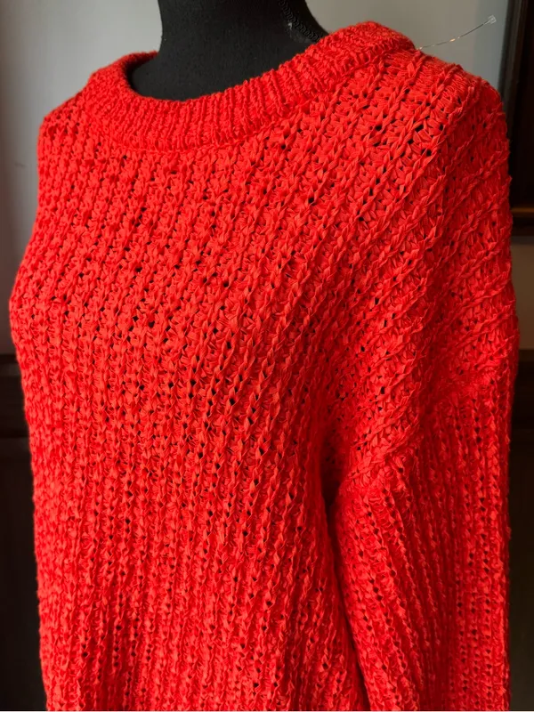 a new day bright orange open knit Crewneck Sweater xxl nwt - Image 6