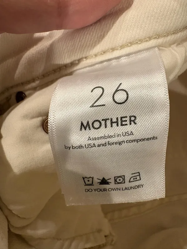 Mother cropped ankle frayed jeans white sz 26 - Image 7