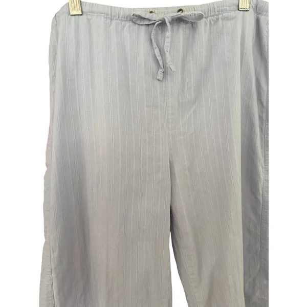 Jockey Women's Pajama Pants Medium Light Blue 100% Cotton Drawstring Sleep Pants - Image 4