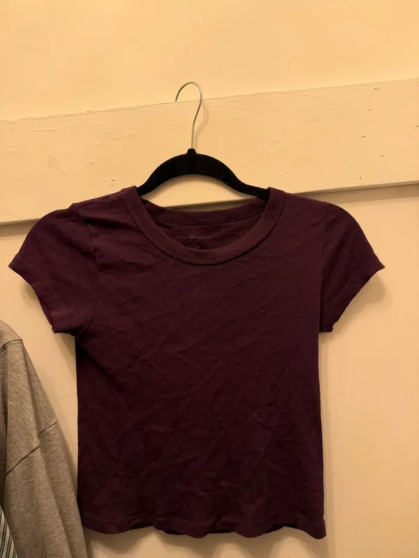 Brandy Melville burgundy cotton baby tee - Image 3
