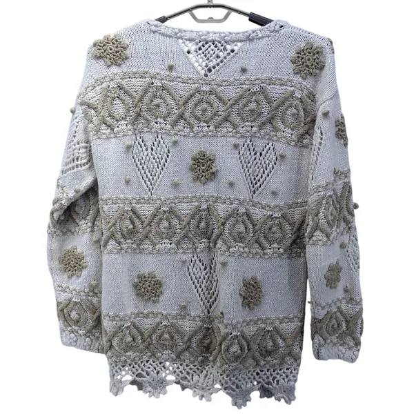 Express Vintage Fair Isle Sweater Cream Medium‎ - Image 2