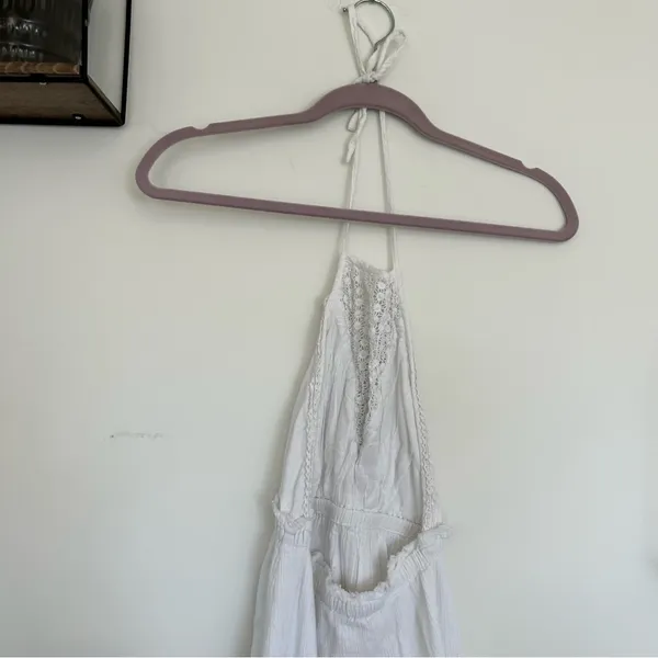 Anthropologie Raga Dress Maxi White Crochet‎ Halter Empire Boho Swim Coverup S - Image 4