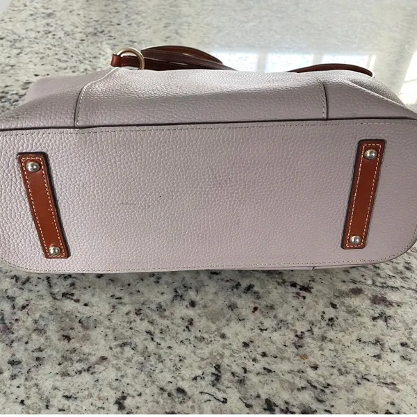 Dooney & Bourke Pebbled Leather Tote Light Pink Purple Brown‎ Trim Shoulder Bag - Image 2