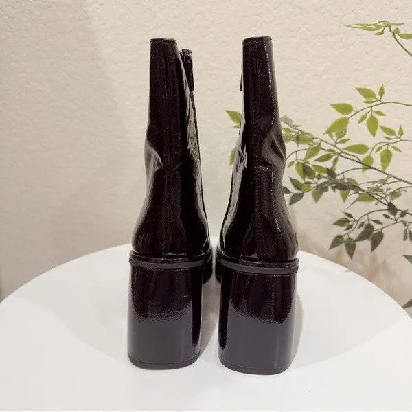 Free People Ruby Shine Platform Leather Ankle Heeled Boots Size 38 NIB - Image 5