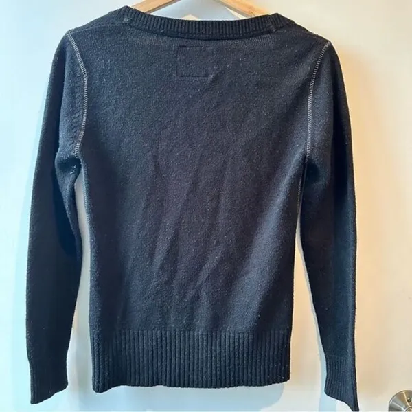Vintage Sweet Girl Black Cardigan Medium Front ButtonY2K Metallic Preppy 90s - Image 2