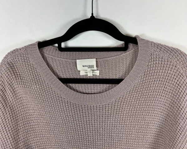 Aritzia x Wilfred Free Sweater Women Small Purple Pink Wool Cropped Italian Yarn - Image 3