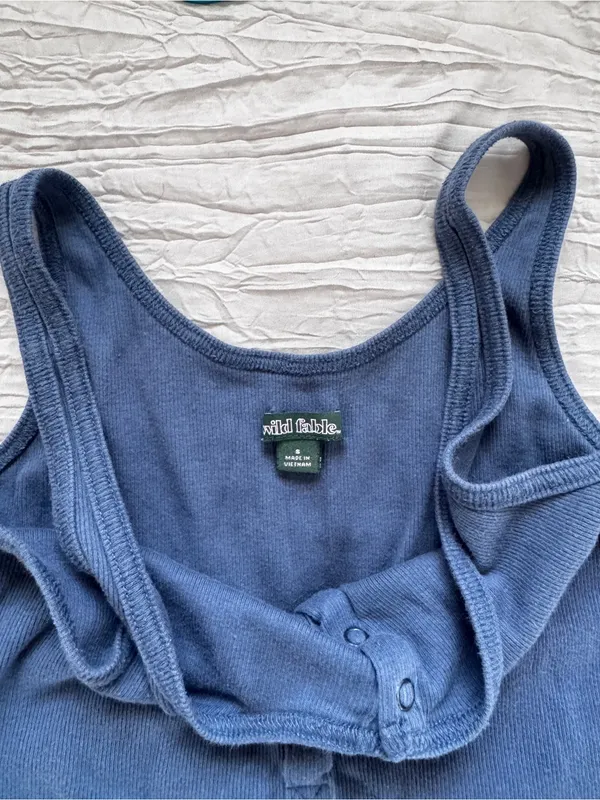 wild fable Blue Ribbed Scoop Tank Top - Image 3