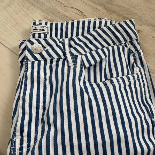 Pimkie Striped Straight Leg Jeans - Blue and White - Image 2