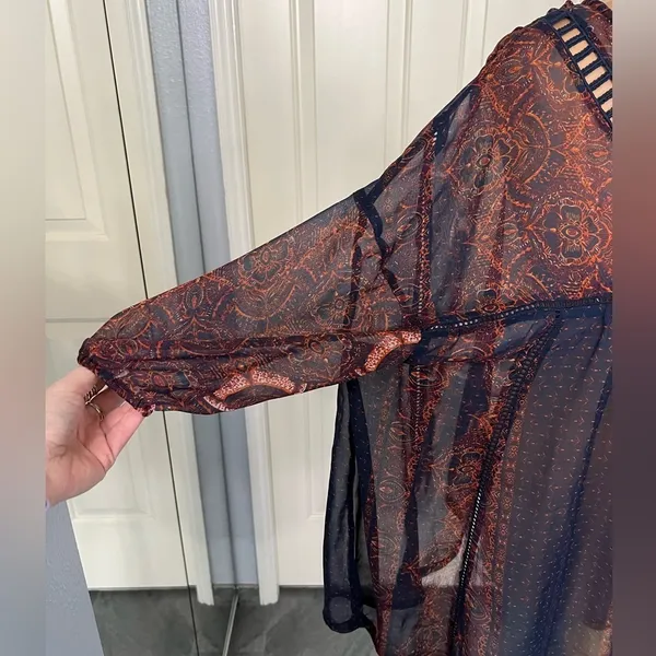 Abercrombie &‎ Fitch Women's Floral Babydoll Top Size Medium Sheer Boho Fairy - Image 6