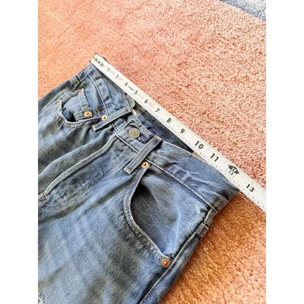 Levi’s Premium 501 Skinny High Rise Jeans Women’s 24x28 Blue Distressed Raw Hem - Image 7