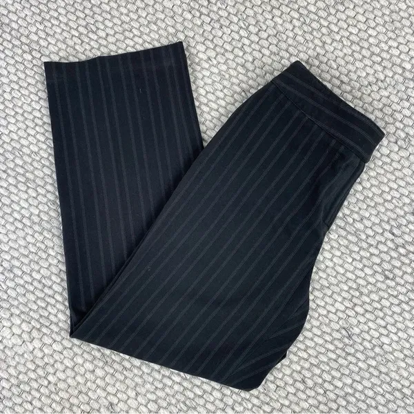 Style & Co Petite Striped Flat Front Straight Leg Trouser Pants Black‎ 10P - Image 2