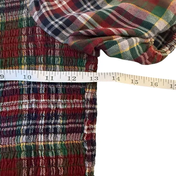 American Eagle Womens Plaid Square Neck Smocked Crop Top Small Holiday‎ Heritage - Image 12