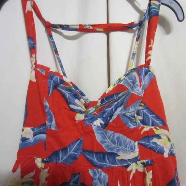 Hollister Red Tropical Floral Mini Dress Small | Hawaiian Aloha Sundress Strappy - Image 4