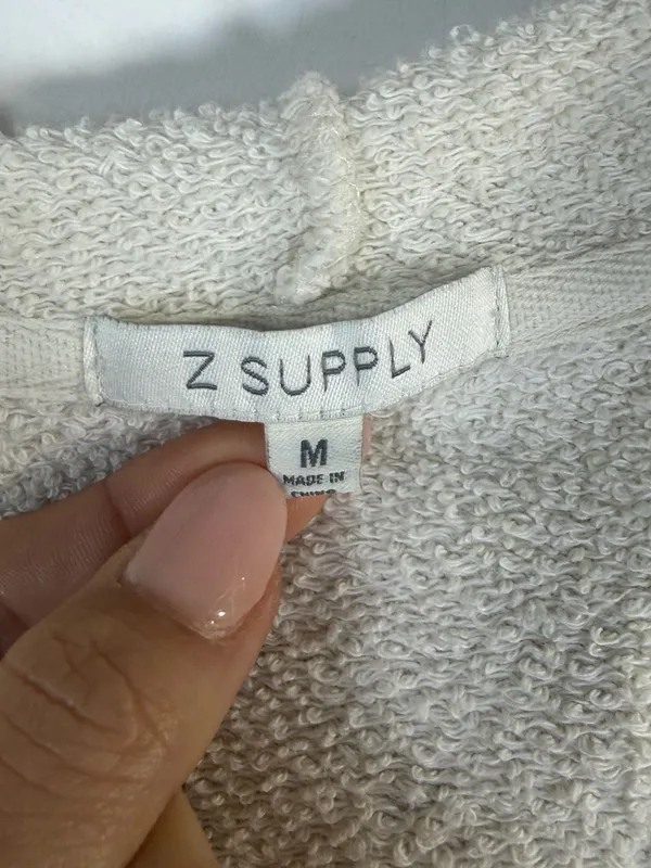 Z Supply V-Neck Weekender Hoodie Cream Size M - Image 2