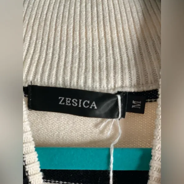 Zesica Striped Oversized Ribbed Side Slit Women's Sweater. Size-Medium. Parisian - Image 2