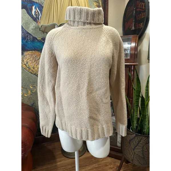 J.CREW Beige Merino Wool Turtleneck Sweater S - Image 2