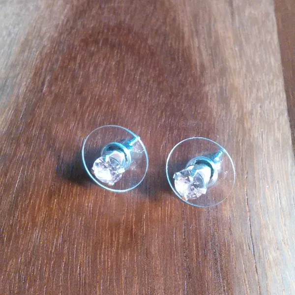 Simulated Pink Diamond Sterling Silver Stud Earrings - Image 5