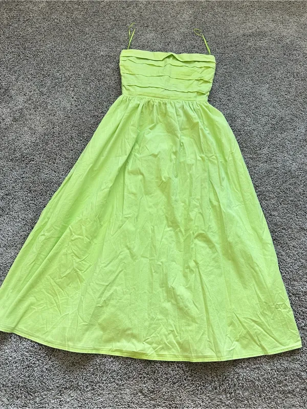 Wayf Lime Green Midi Dress with Spaghetti Straps - Image 2