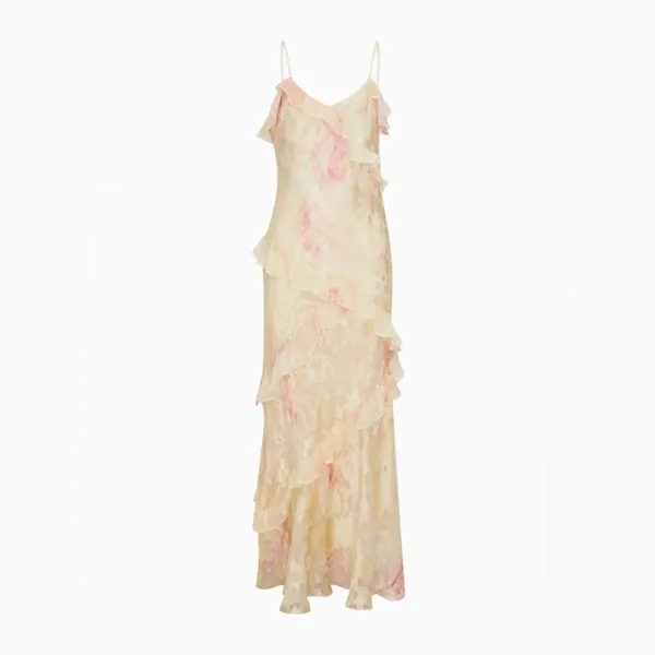 Amazon Pastel floral maxi dress ruffle embroidered butter heirloom print rialto summer - Image 2