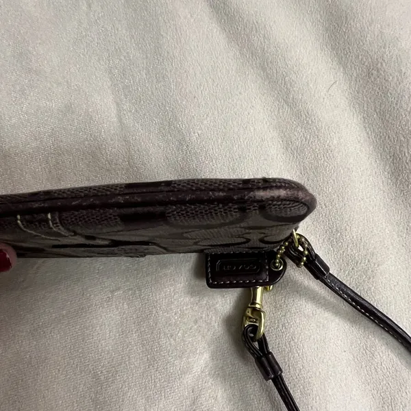 Coach Brown Signature Wristlet with Gold Hardware - Image 7