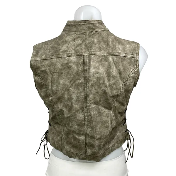 NEW Jaded London Women's Green Washed Lace Up Full Zip Vest Crop Top Size M - Image 3
