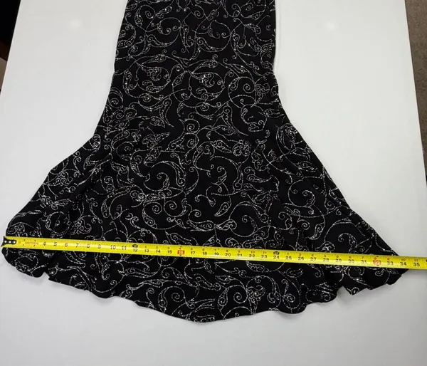 Vintage Jessica McClintock Millennium Black Silver Glitter Backless Fishtail Gow - Image 8