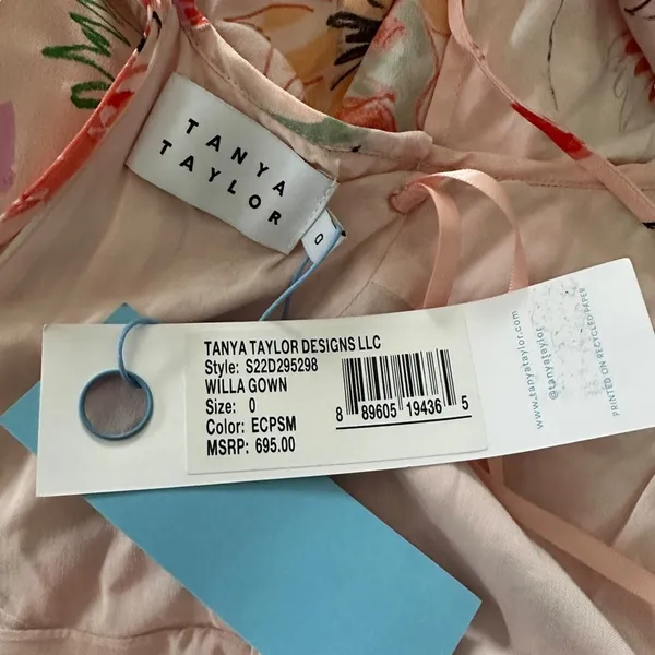 NEW Tanya Taylor Floral Silk Maxi Dress Pink - Image 6