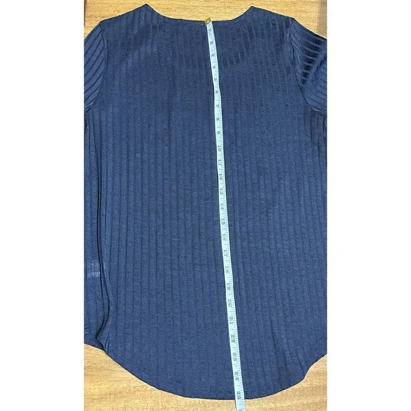 Storybuk Knit Small Ladies Navy Ribbed Short Sleeve Top - Image 7
