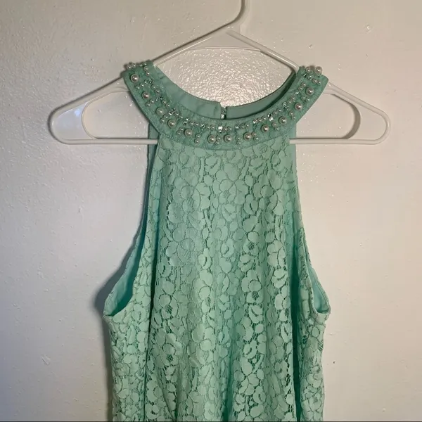 Altar'd State Women's Size Medium Alanna Pearl Sleeveless Swing Dress Mint Green - Image 5