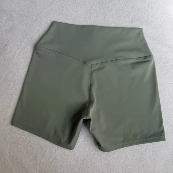 High-Waist Olive Green Women’s Active Shorts - Image 2