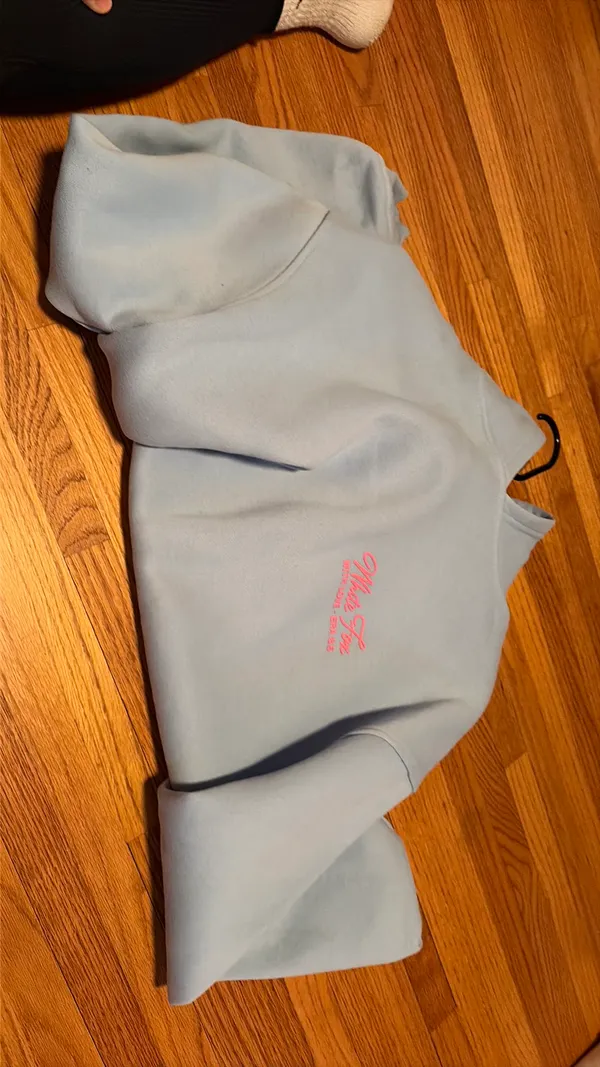 white fox with fox with love blue and pink sweat shirt - Image 7