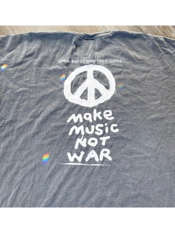 VTG Comfort Colors Make Music Not War Graphic T-shirt Peace Hippie Gray Size XXL - Image 4
