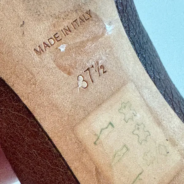 Christian‎ Dior Vintage Y2K Brown Leather CD Logo Buckle Peep Toe Pumps 37.5 - Image 11