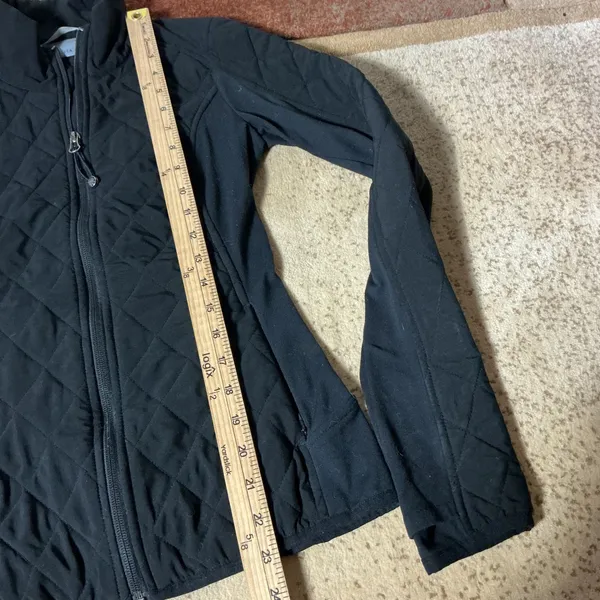 Athleta Black Quilted Full‎ Zip Jacket Mock Neck Performance XXS 138602-00 - Image 3