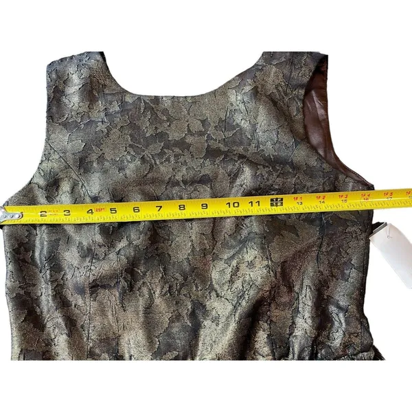MM Couture By Miss Me Brown Gold Shimmer Lace Plunging Back A-line Dress S NWT - Image 9