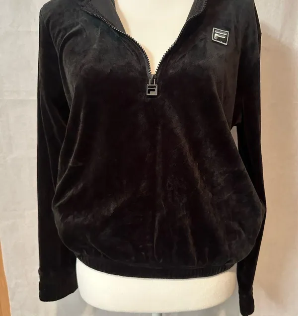Fila Black Velour Women's Hoodie - Image 9