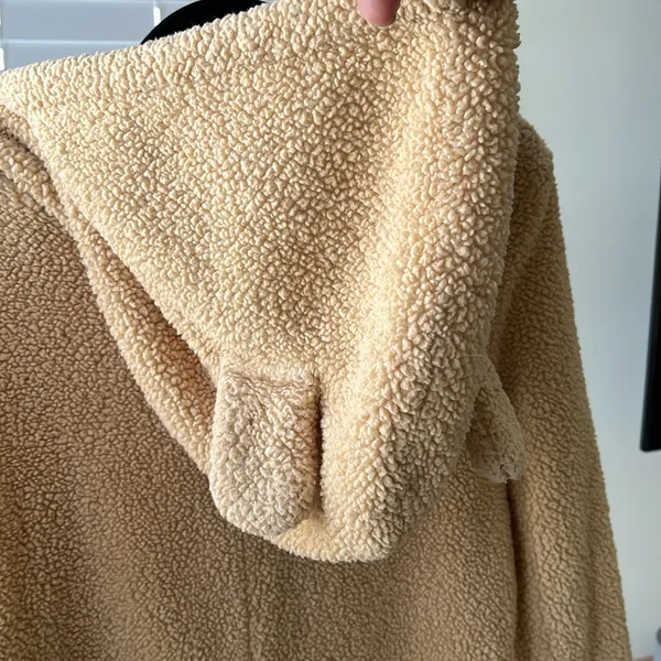 Gently worn teddy bear hoodie pajama onesie Tan Size XL - Image 8