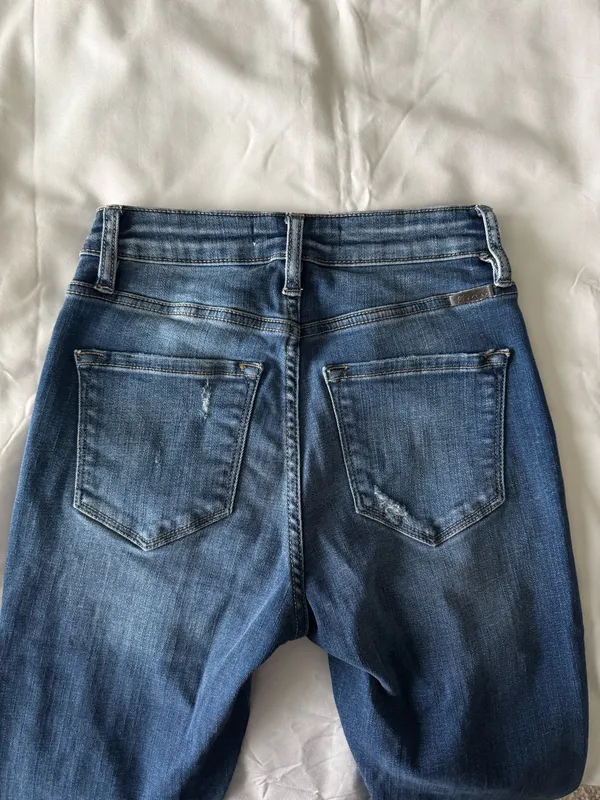 Medium Wash High Rise Distressed Ankle Jeggings - Image 6