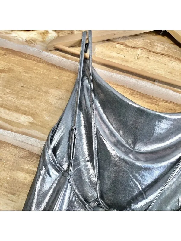 Rare London Urban Outfitters backless metallic formal dress size M - Image 8